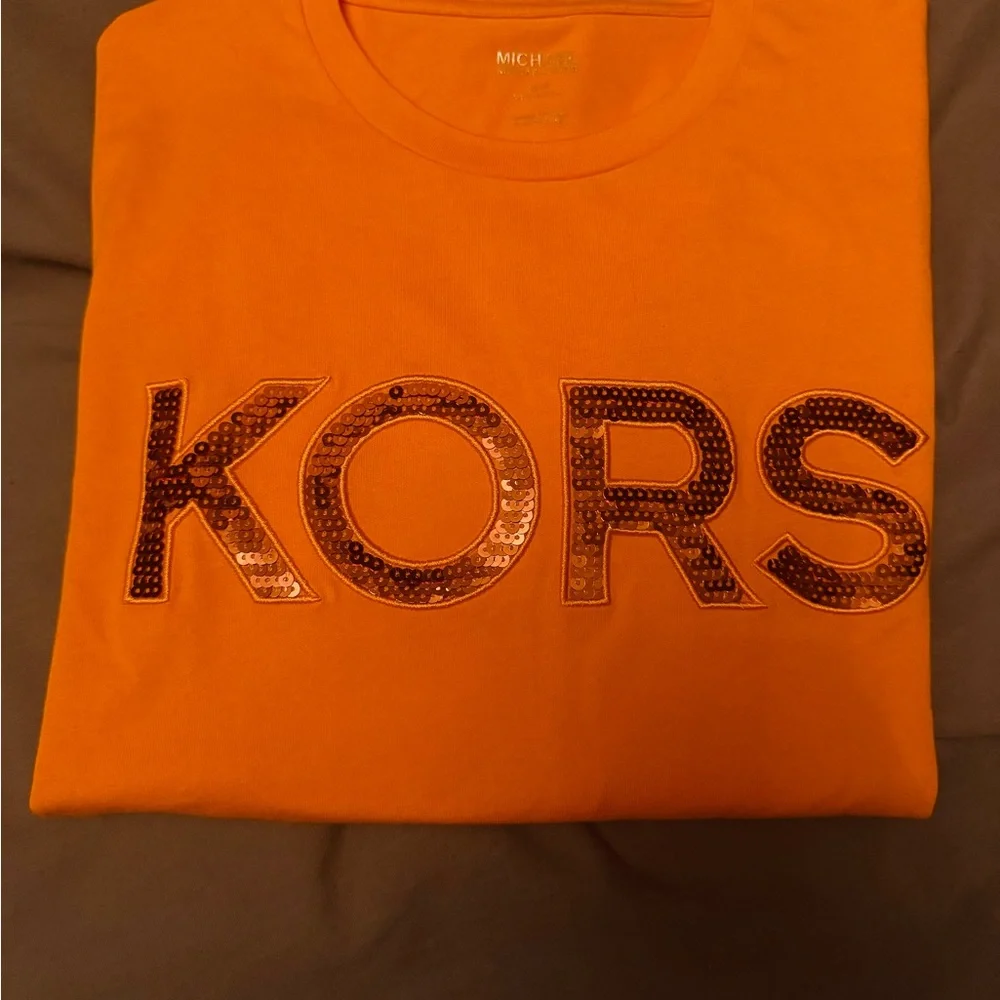 Michael Kors Sequined Logo T-Shirt - orange - size XS - Picture 4 of 4